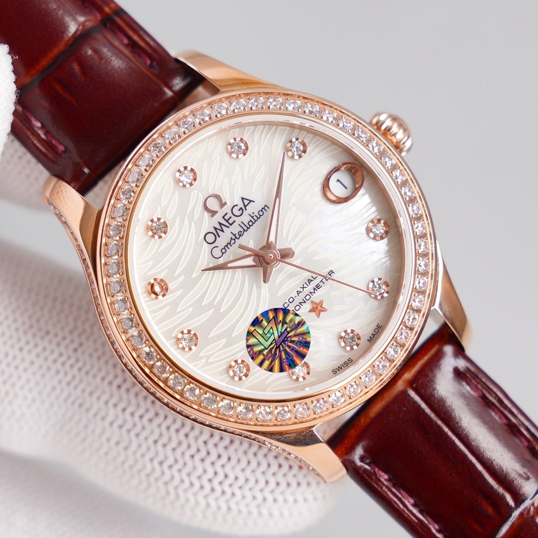 CONSTELLATION 33MM AUTOMATIC ROSE GOLD DIAMOND BEZEL