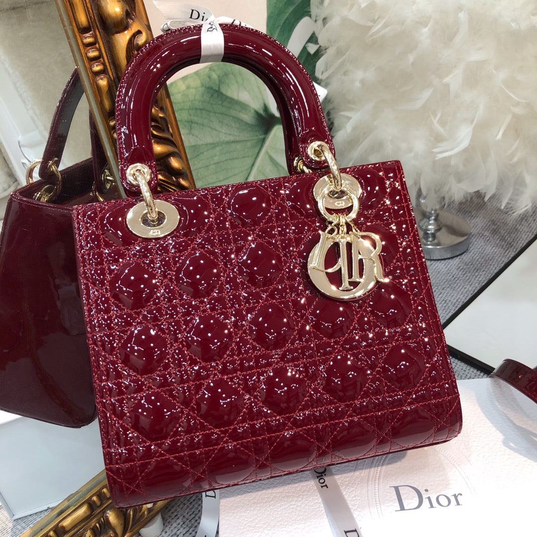 medium lady 24 patent calfskin