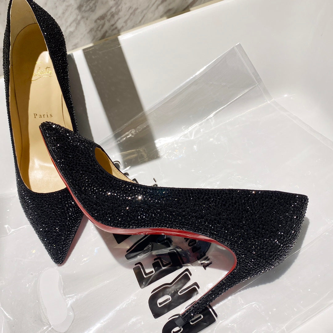 CL Pigalle Follies Pumps 100mm Crystal-embellished Black