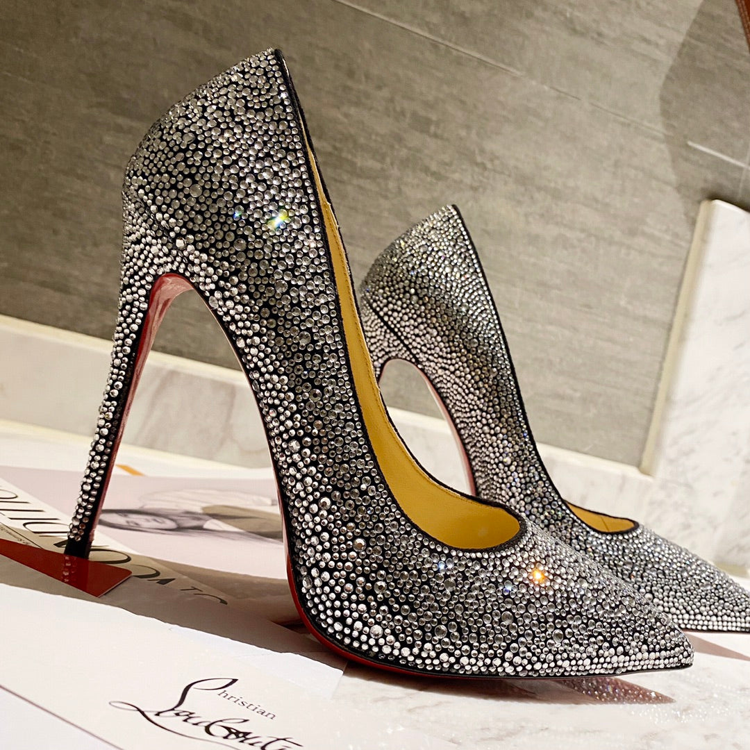 CL Strass Degrade Pumps 100mm Suede Black