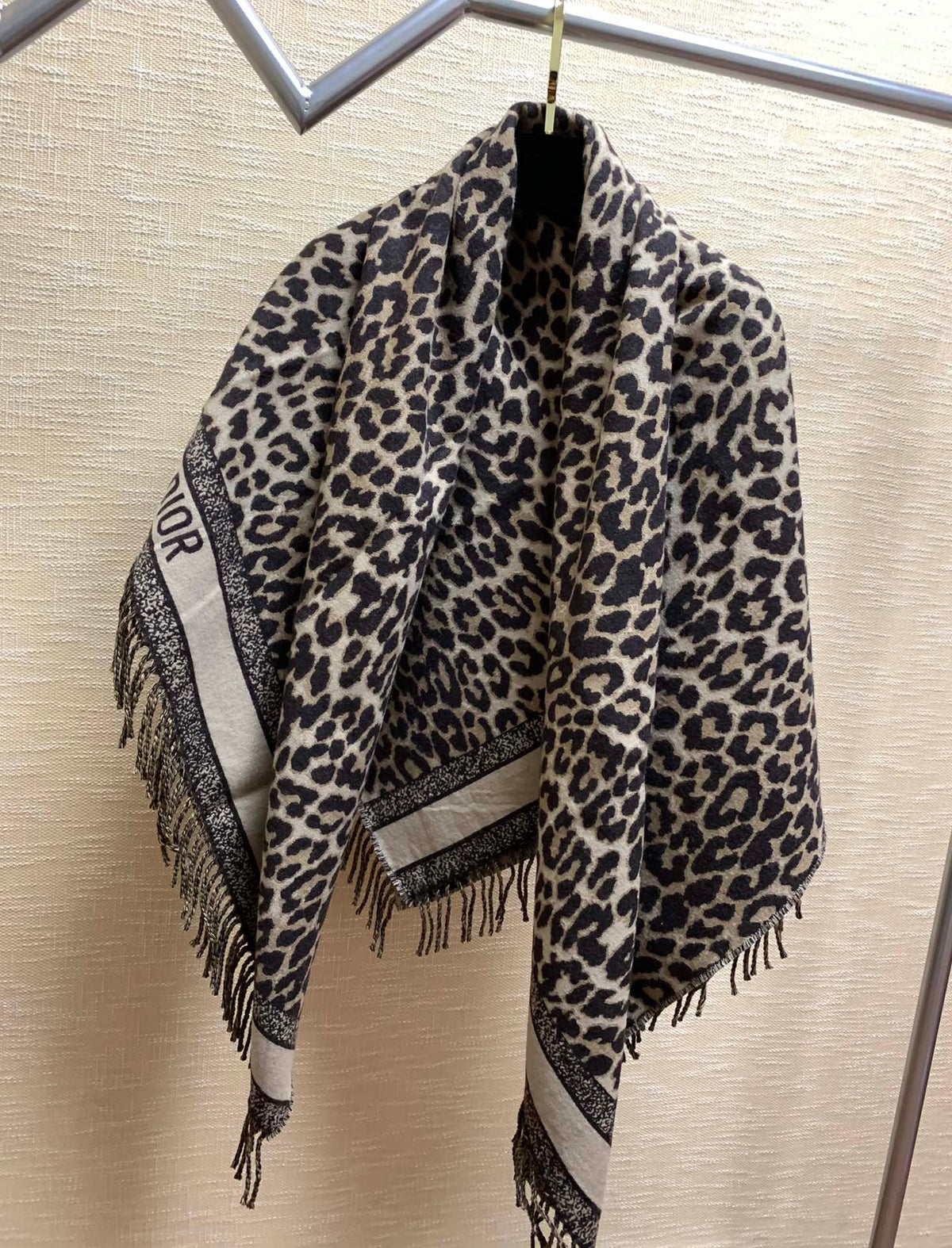 Dior 2026 Poncho Scarf 140cm Leopard Wool And Silk 198751