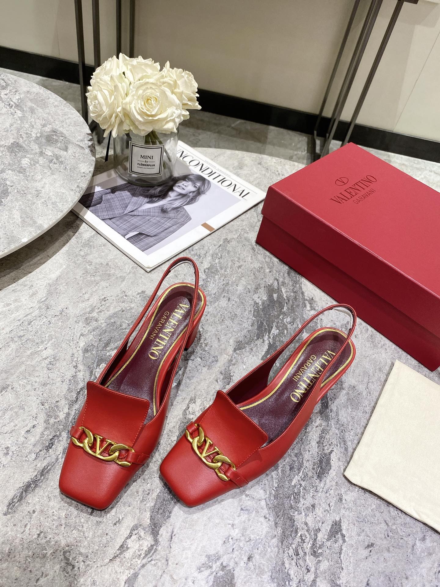 Valentino Slingback Heels Cowhide 239593