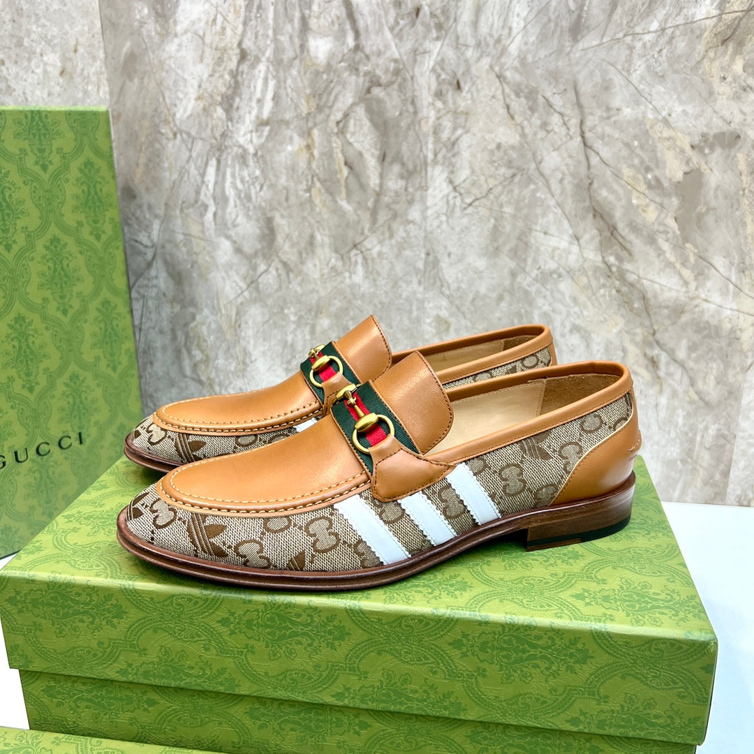 GG x Adidas Men's Loafer Light Brown Canvas Cowhide 724881