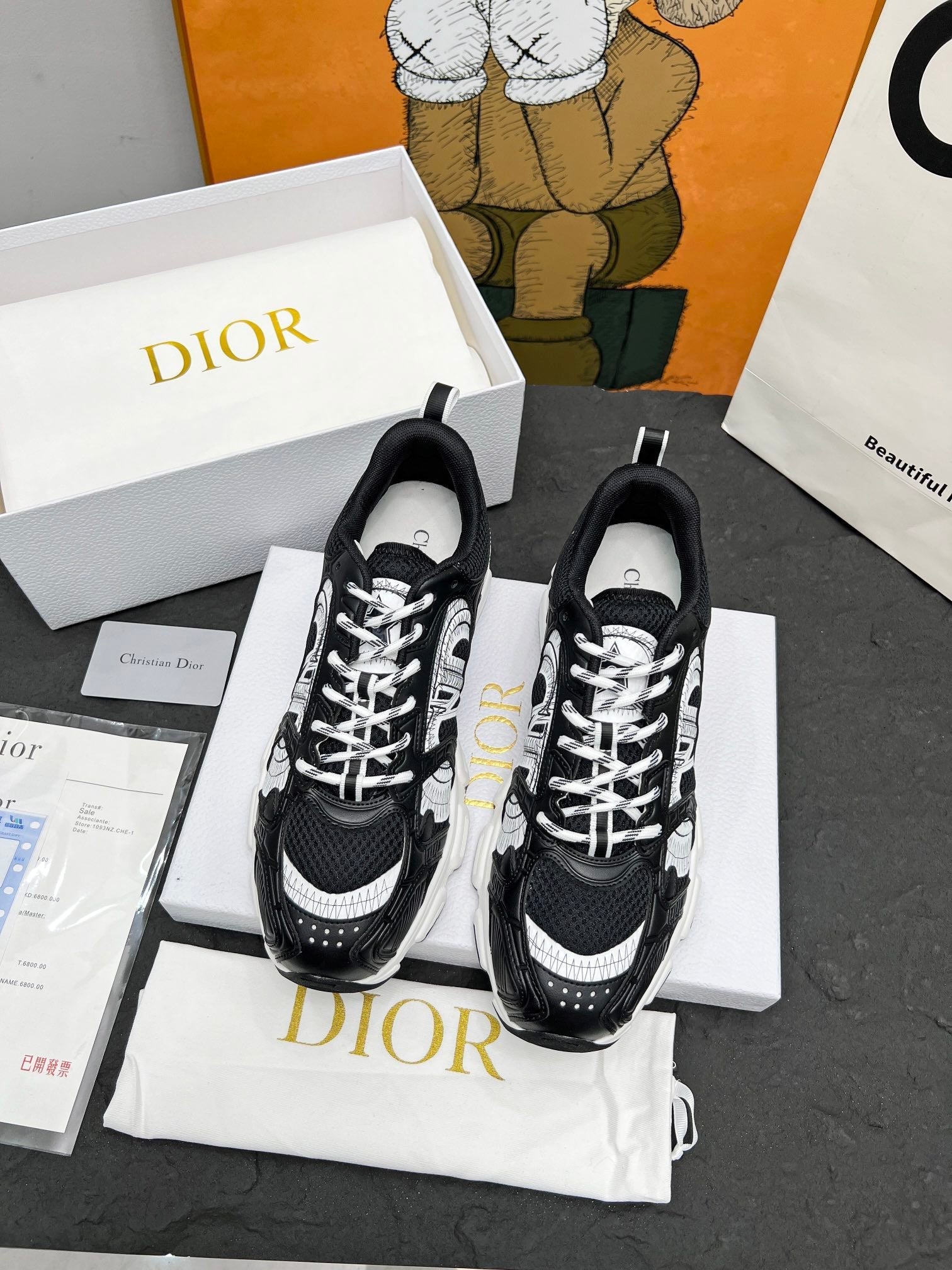 CD Chrono Sneaker Black Wool Lining Mesh Fabric And Calfskin