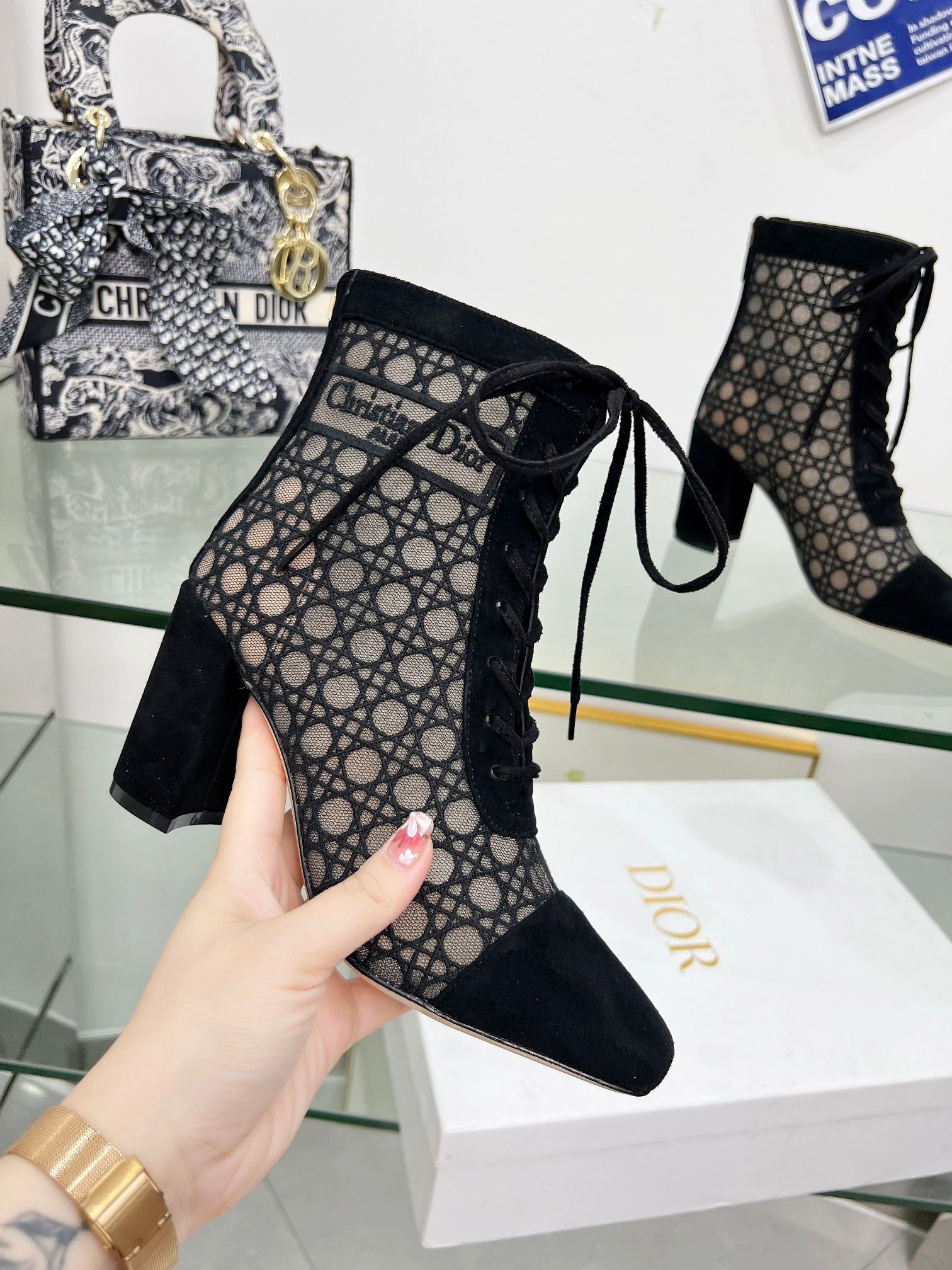 CD Naugtily-D Heeled Ankle Boot Black Fabric