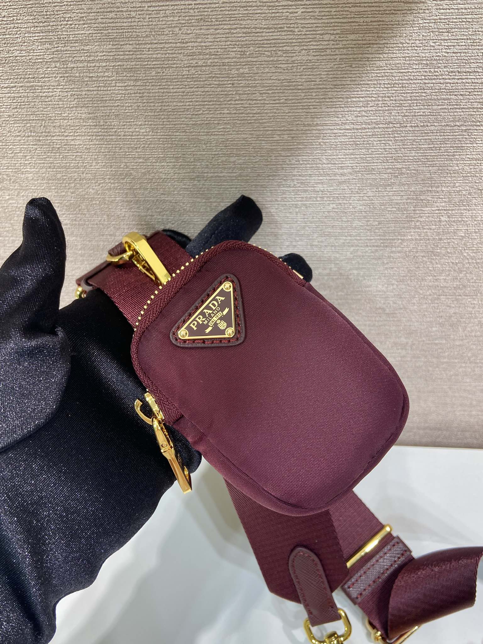 PRA Hobo Underarm Bag burgundy nylon fabric