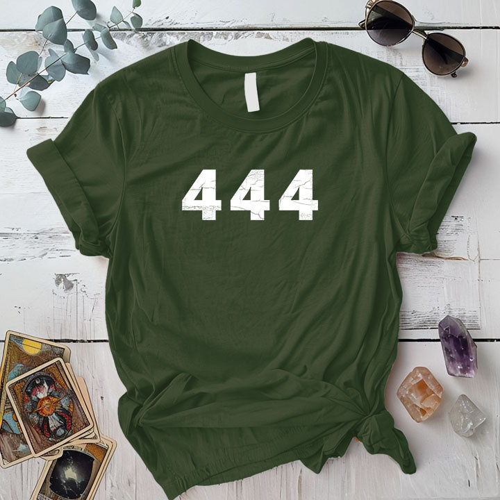 444 Angel Numbers T Shirt Military Green Mockup