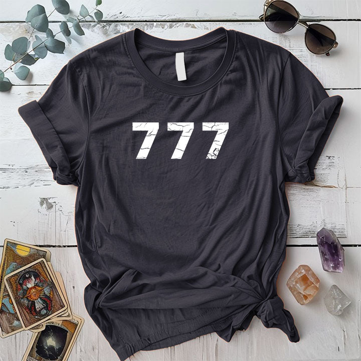 777 Angels Numbers T Shirt Dark Heather Grey Mockup