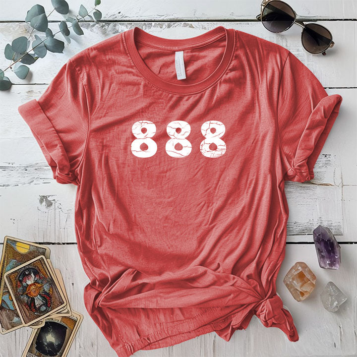 888 Angels Numbers T Shirt Coral Silk Mockup