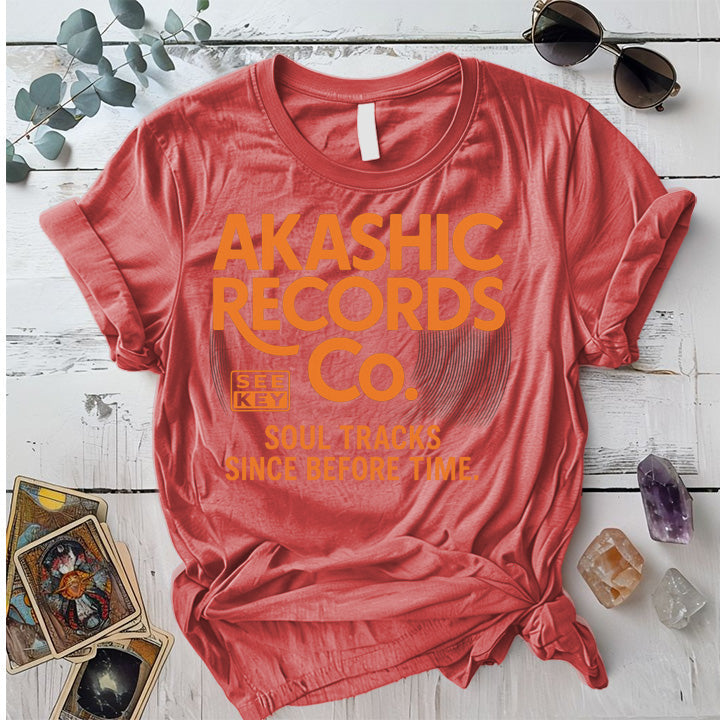 Akashic Records Soul Tracks T-Shirt Mockup Dark Heather Grey