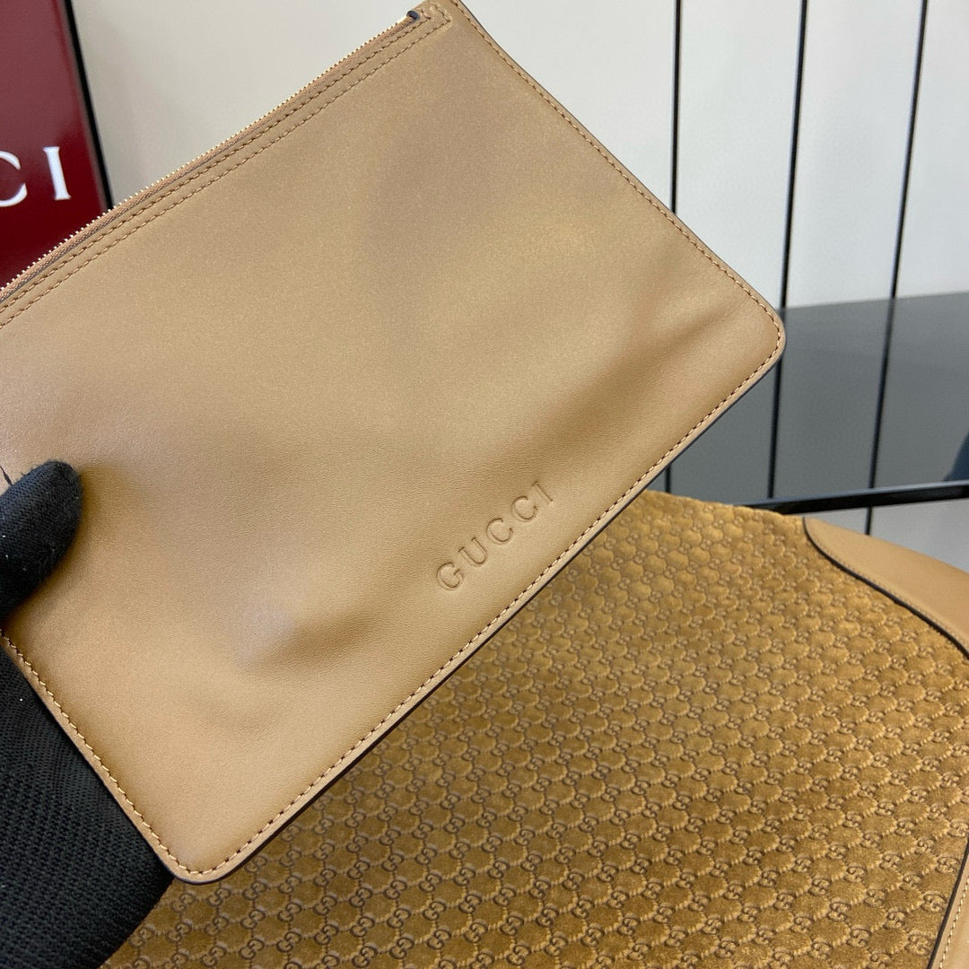 GG Tote Bag Brown Velvet Embossed and Leather
