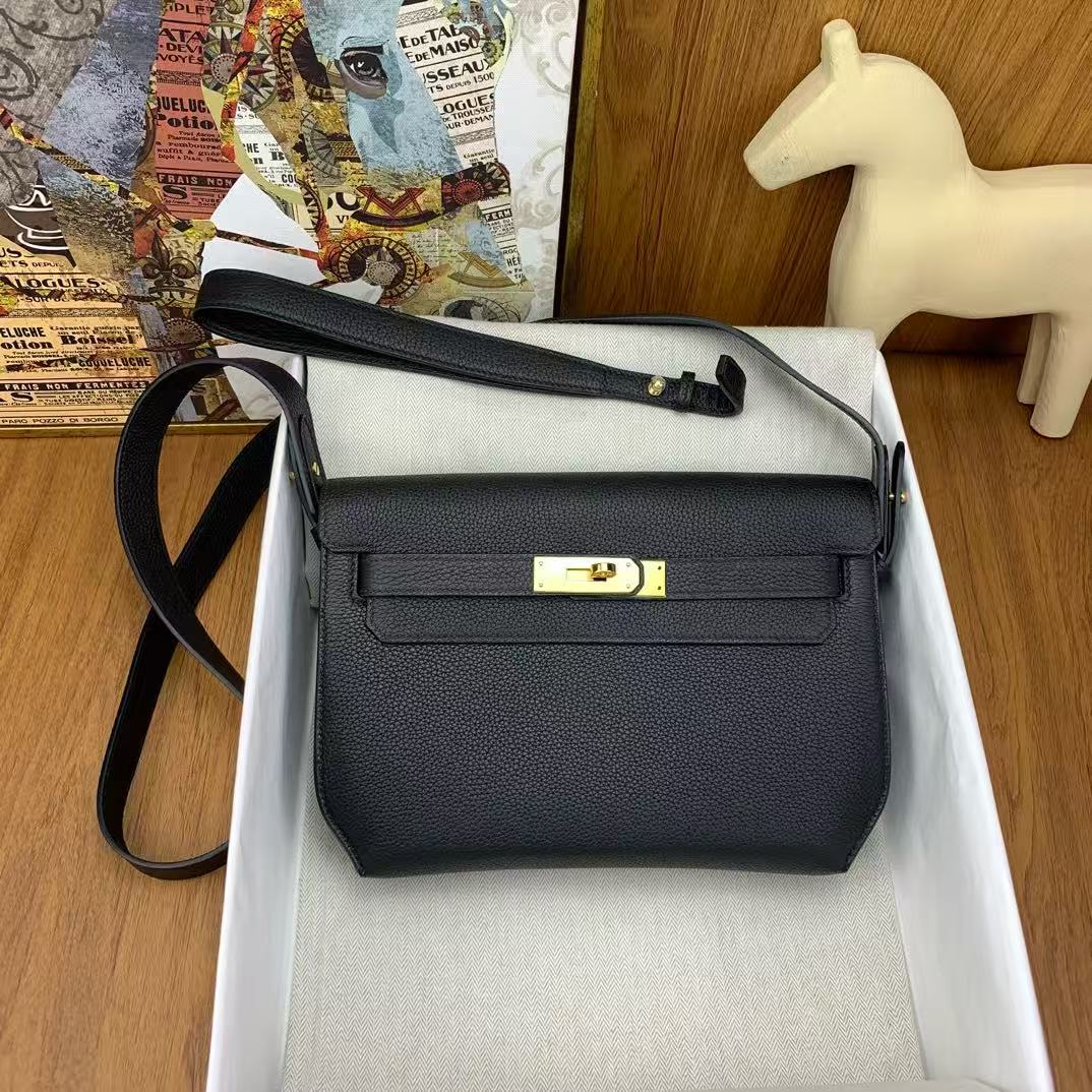 Hermes 2026 Kelly Depeches 25 cm Black Togo Leather Gold Hardware