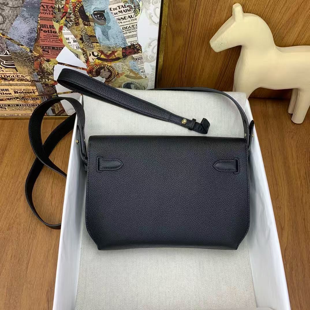 Hermes 2026 Kelly Depeches 25 cm Black Togo Leather Gold Hardware