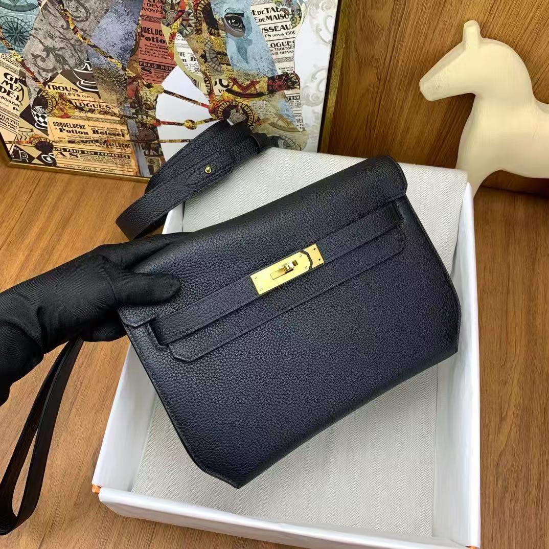 Hermes 2026 Kelly Depeches 25 cm Black Togo Leather Gold Hardware