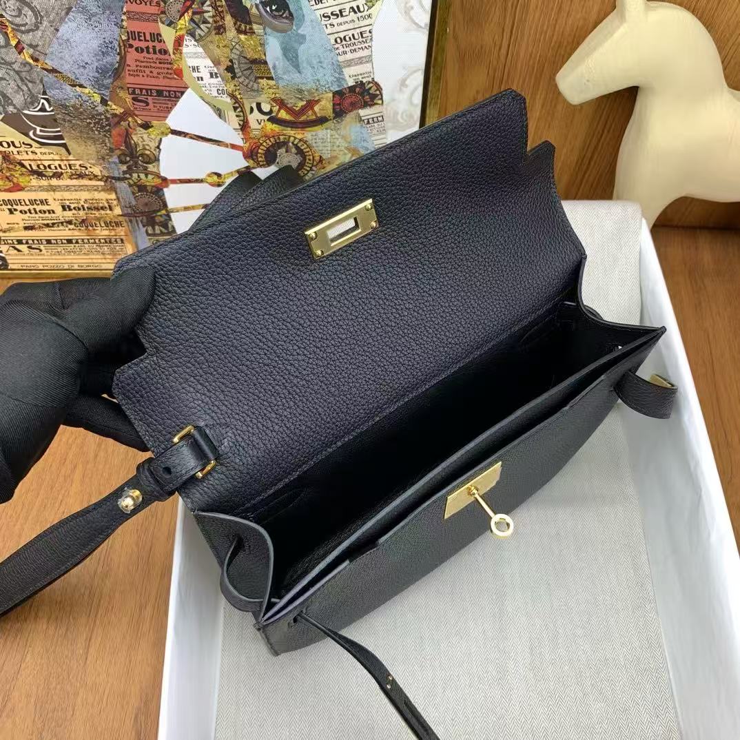 Hermes 2026 Kelly Depeches 25 cm Black Togo Leather Gold Hardware