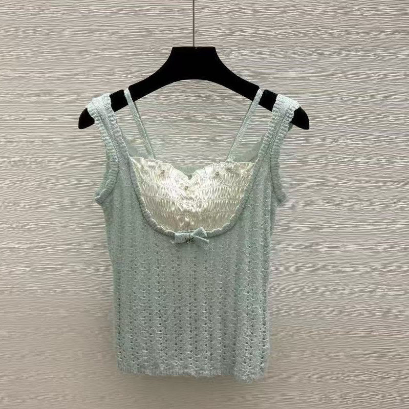 Chanel 2026 Crop Top Mint Green mix White Cotton