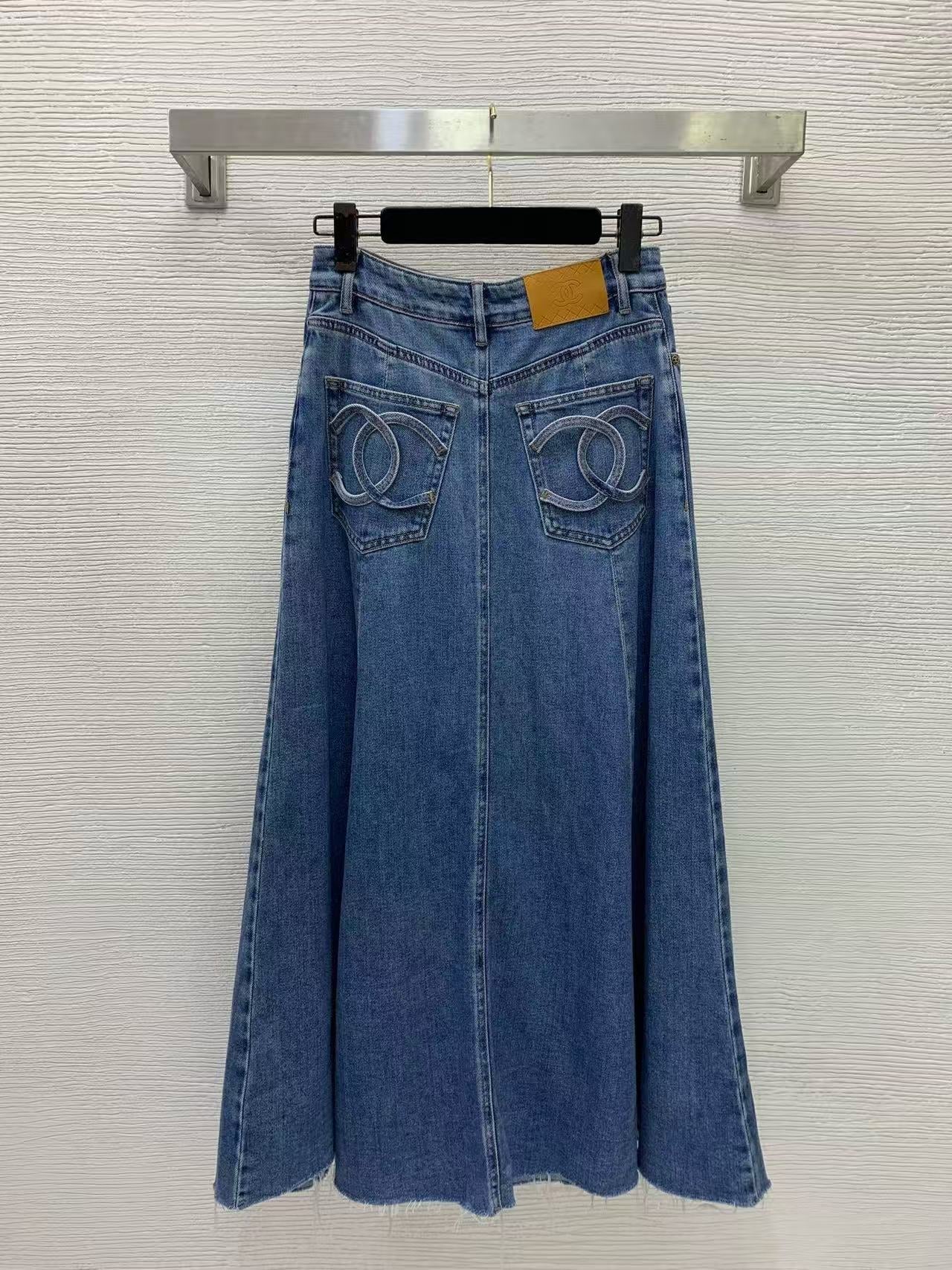 Chanel 2026 Maxi Skirt Blue Denim Cotton 411882