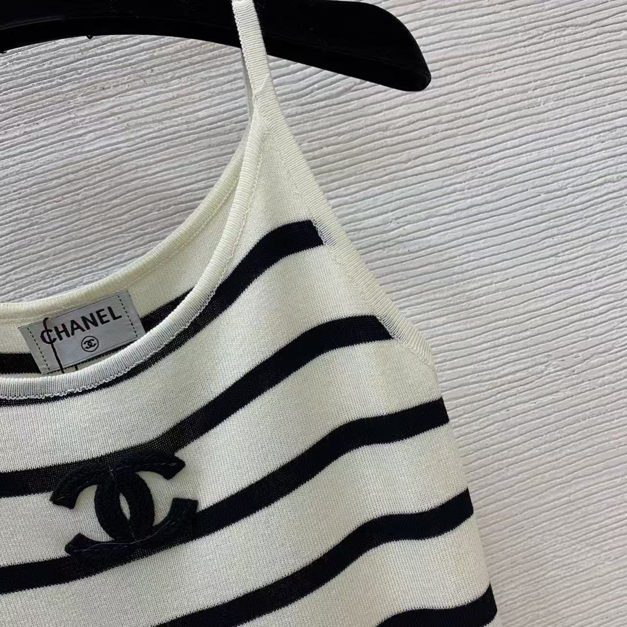 Chanel 2026 Striped Dress with Double C Wool
