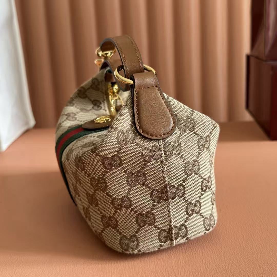 Gucci 2026 Vanity Top Handle Bag 19cm Ebony Dark Brown Canvas Leather