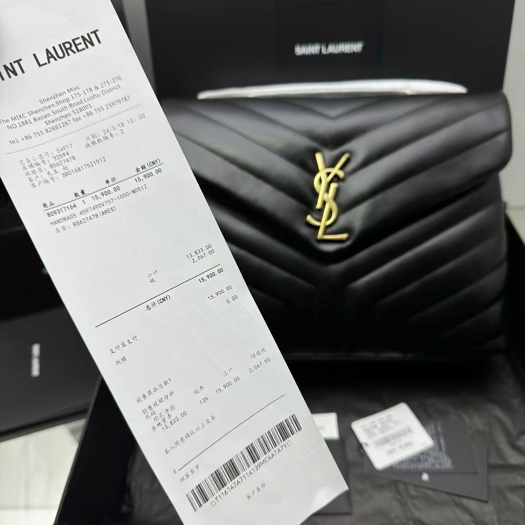Saint Laurent 2026 Loulou Bag 31cm Black Gold Quilted Leather