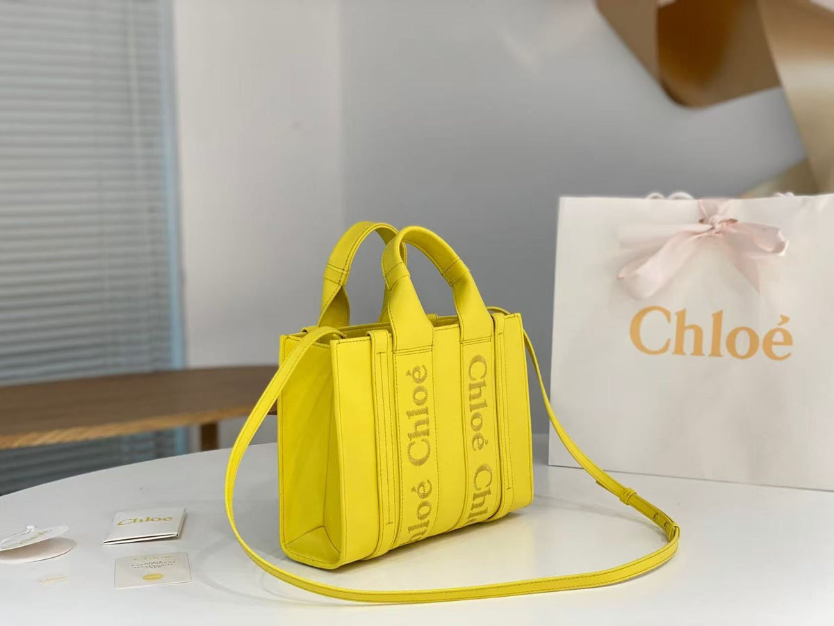 Chloe 2026 Woody Tote Bag Yellow Leather