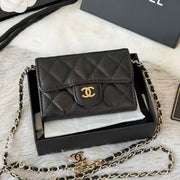 Chanel 2026 Classic Card Holder Flap Bag 11cm Black Leather