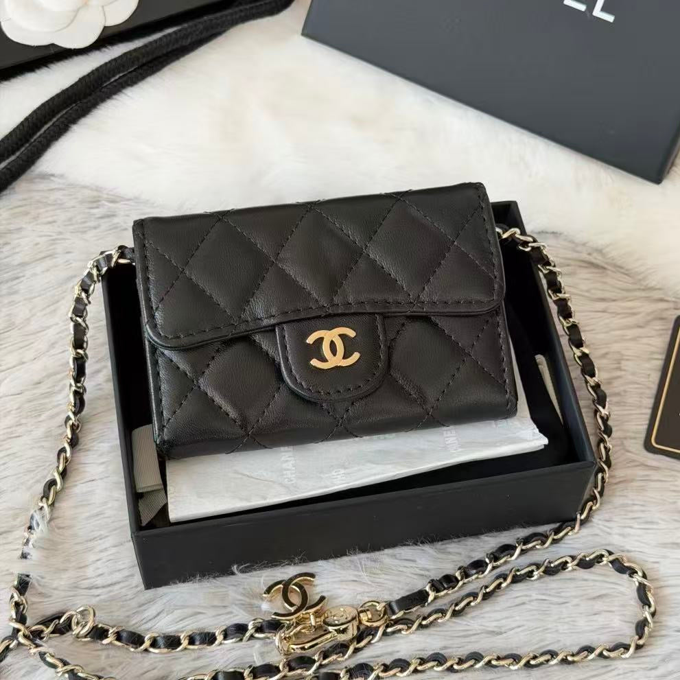 Chanel 2026 Classic Card Holder Flap Bag 11cm Black Leather