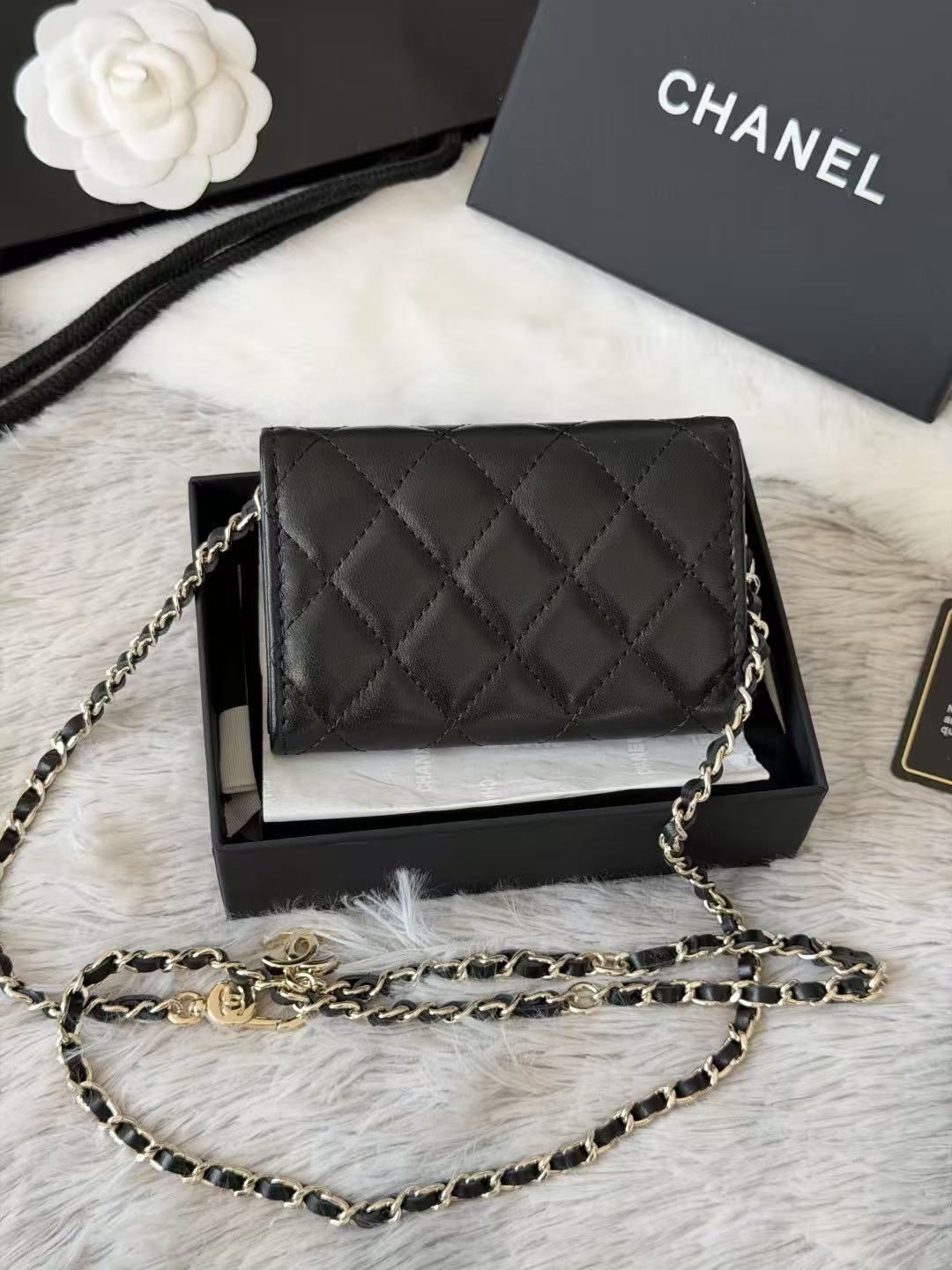 Chanel 2026 Classic Card Holder Flap Bag 11cm Black Leather