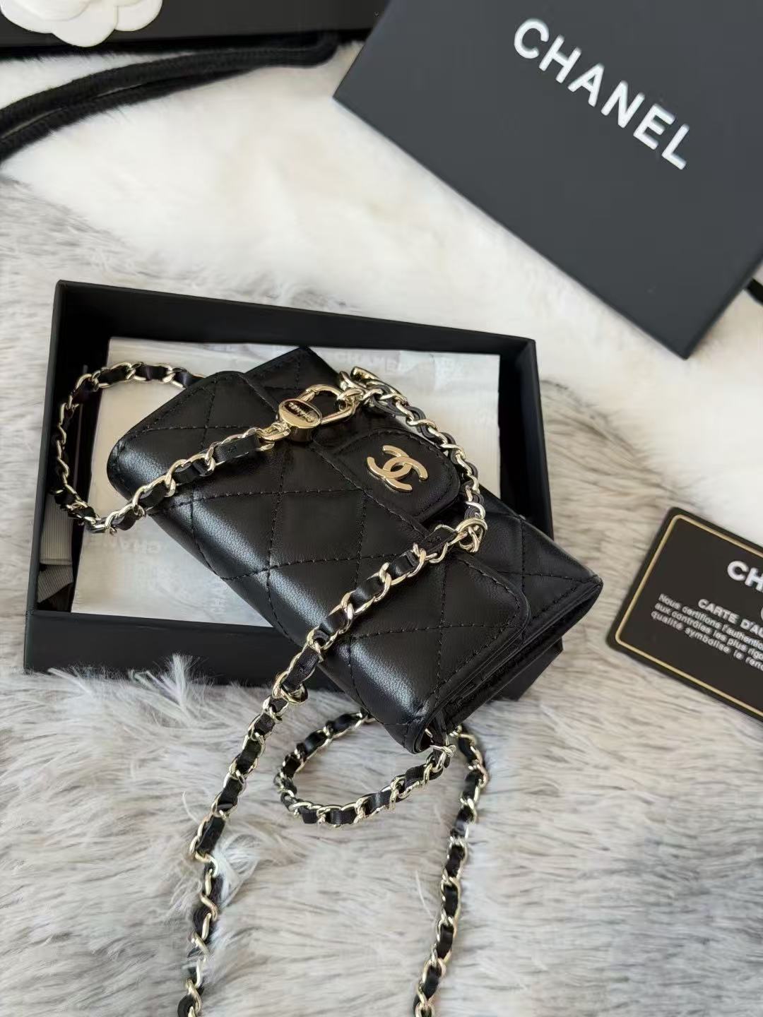 Chanel 2026 Classic Card Holder Flap Bag 11cm Black Leather