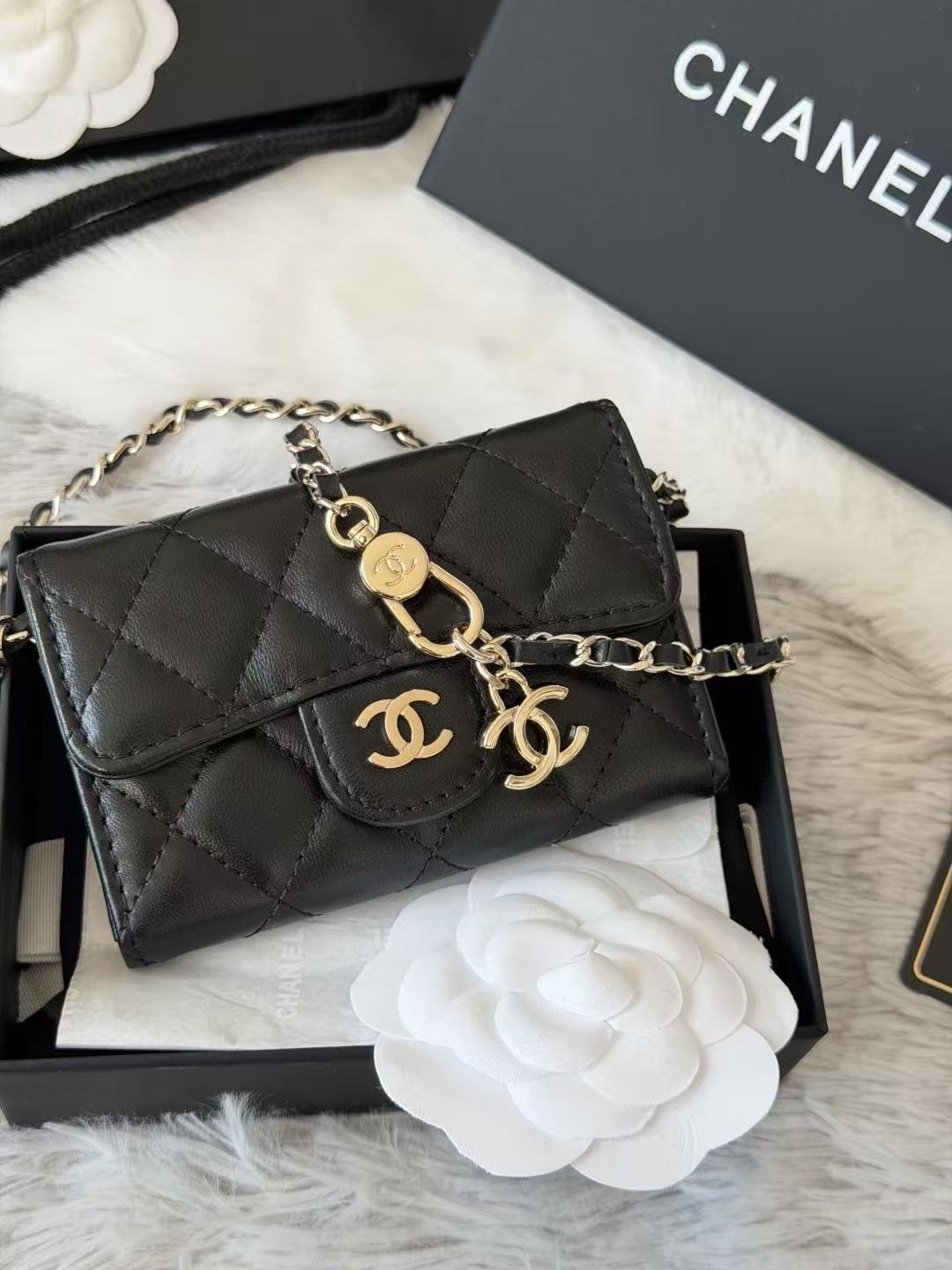Chanel 2026 Classic Card Holder Flap Bag 11cm Black Leather