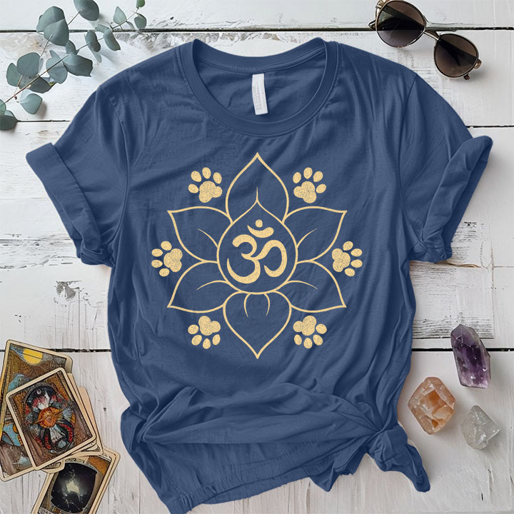 Om Dog Paws T-Shirt Mockup indigo-blue