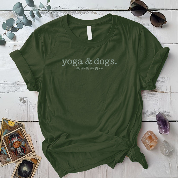 Yoga and Dogs T-Shirt Mockup indigo-blue