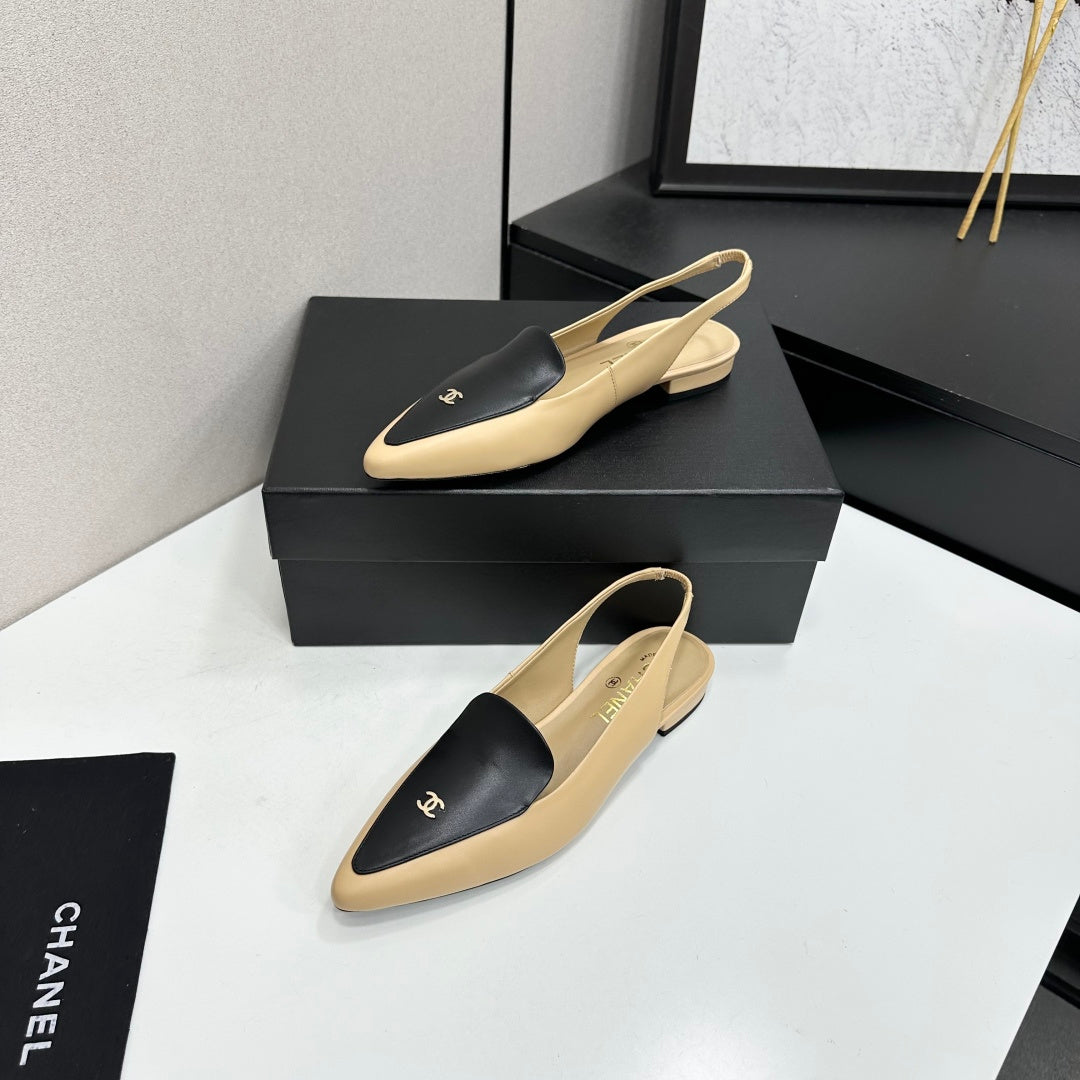 Chanel 2026 Two-Tone Flat Slingbacks Suede Leather 985827