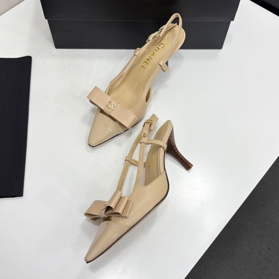 Chanel 2026 Bow Slingback 75mm Canvas Leather Suede 193798