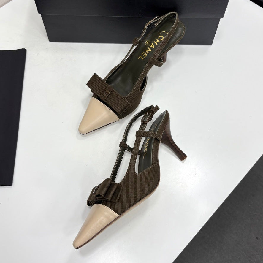 Chanel 2026 Bow Slingback 75mm Canvas Leather Suede 193798
