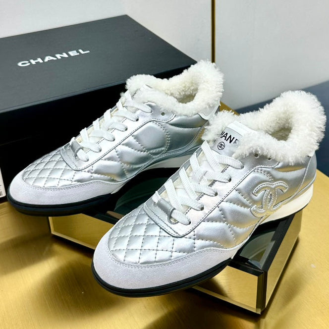 Chanel 2026 Quilted Shearling Sneakers Cowhide 986965