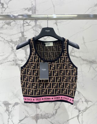 Fendi Knitted Camisole Vest Jacquard Fabric