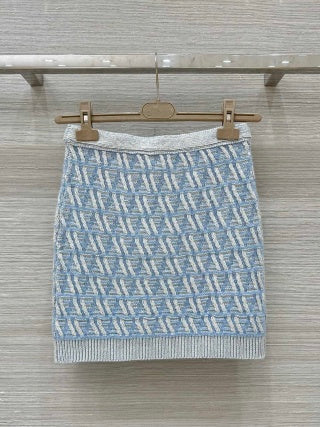 Fendi 25 Monogram Set Blue Silk Wool