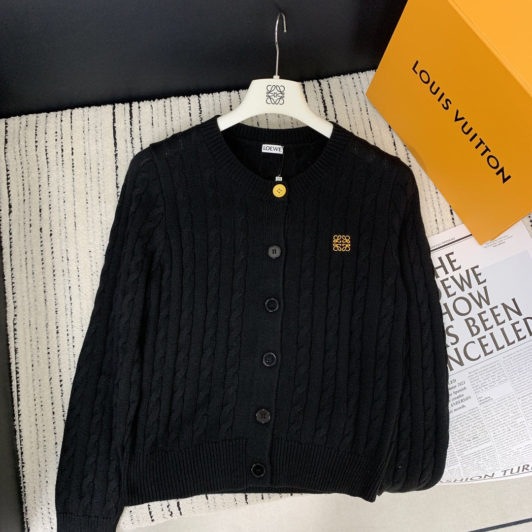 Loewe 2025 Knitted Embroidered Logo Button-Up Cardigan Wool 289130