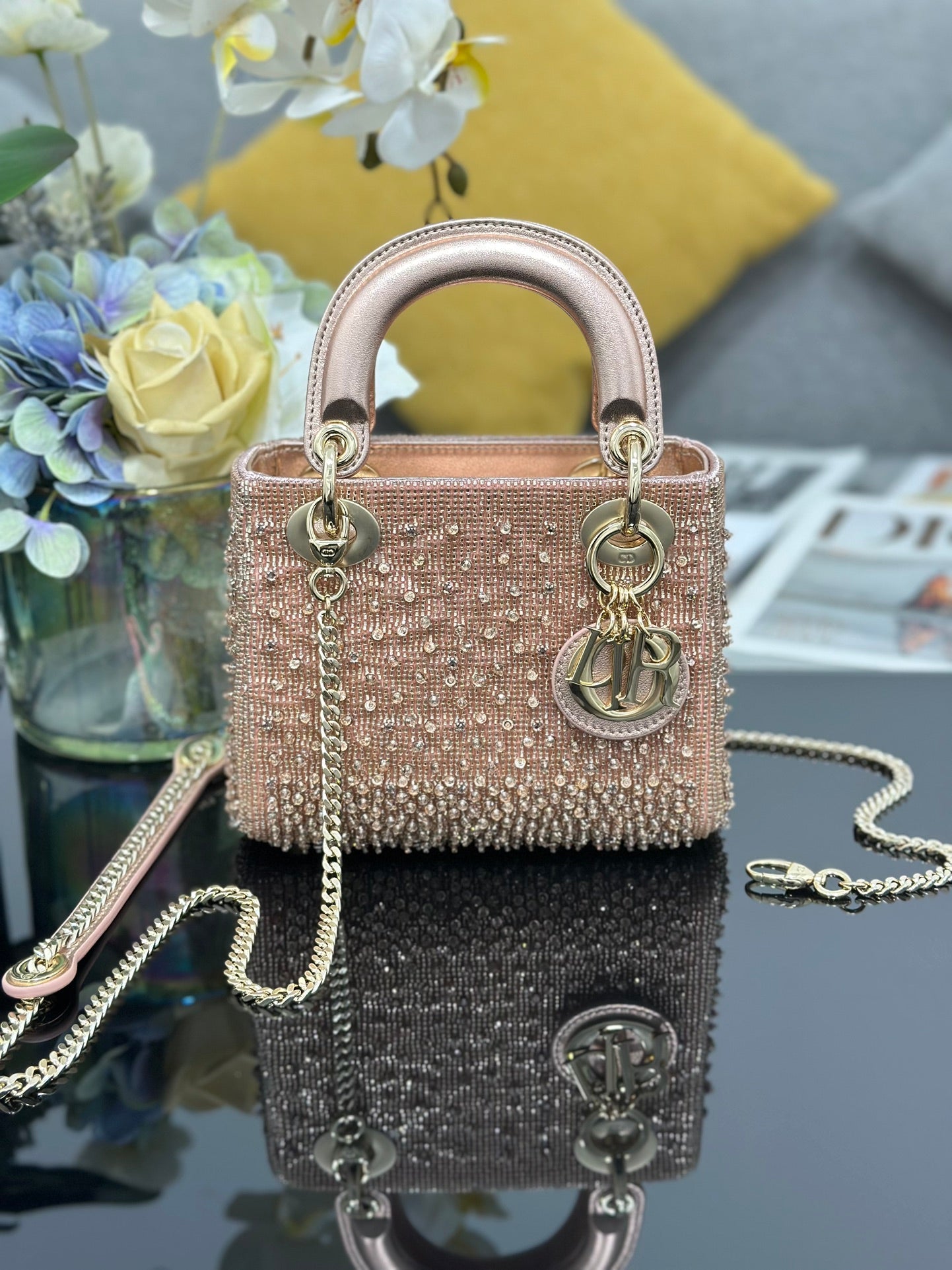 Dior 2026 Embroidered Beaded Bag 17cm Lambskin