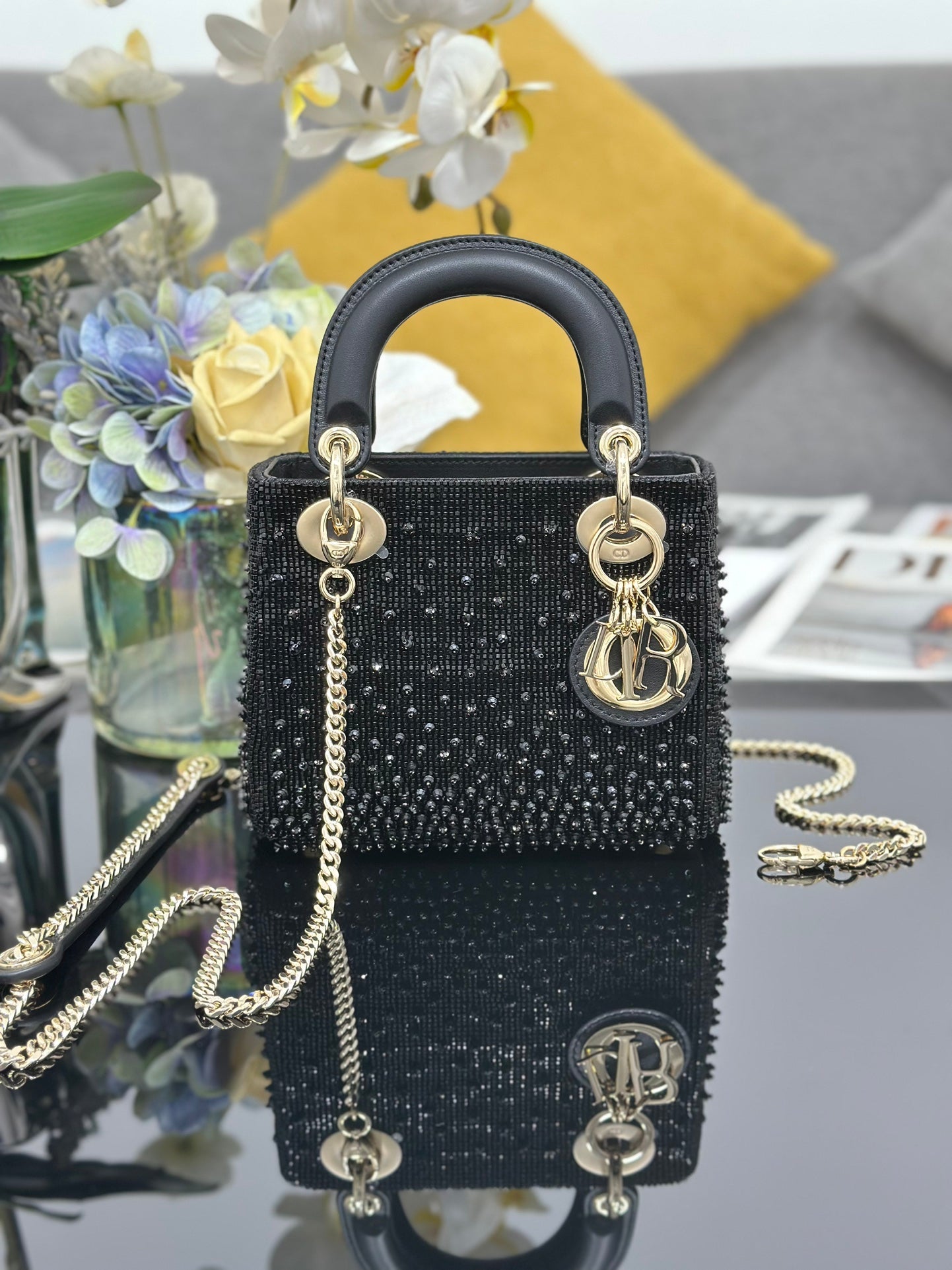 Dior 2026 Embroidered Beaded Bag 17cm Lambskin
