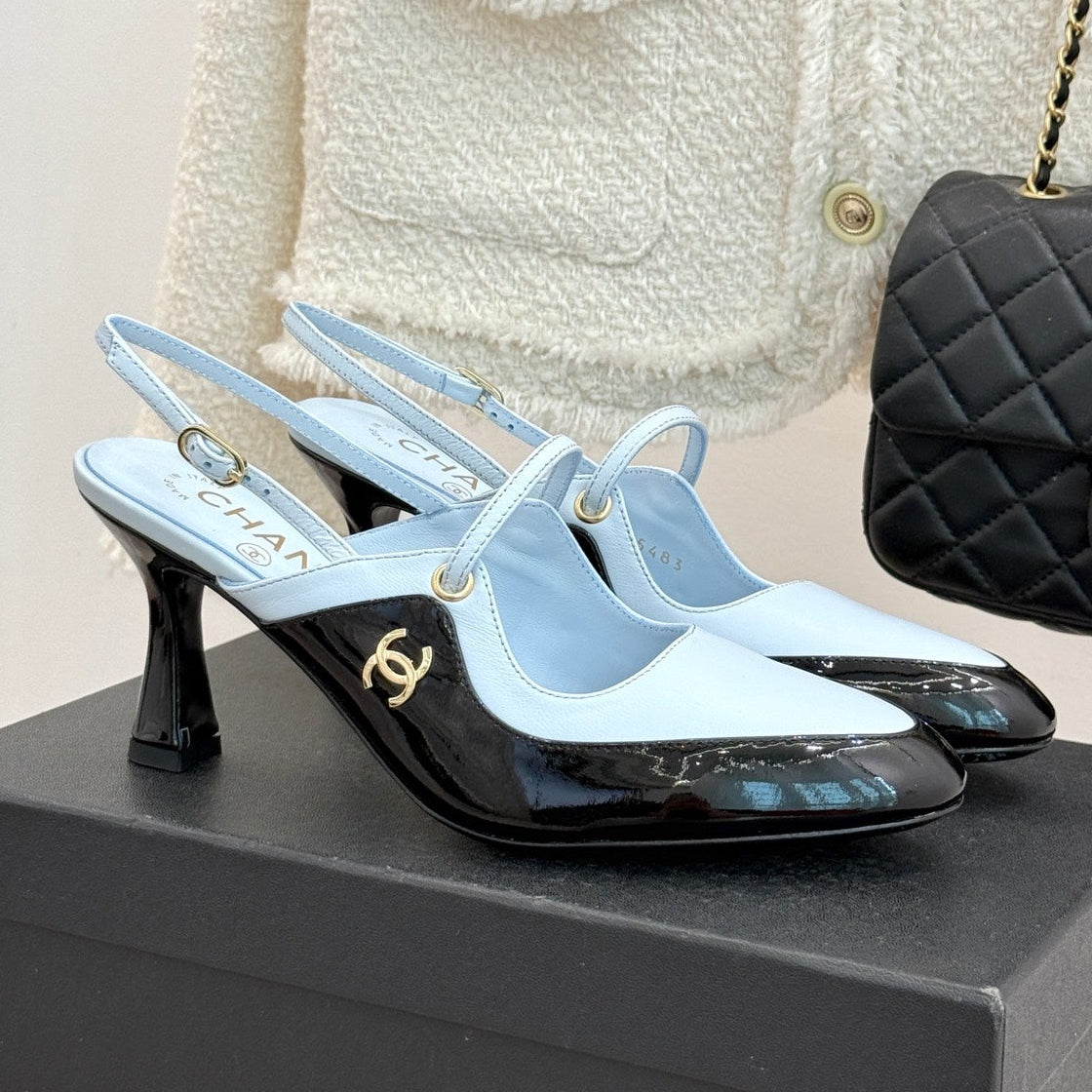 Chanel 2026 Two-Tone Slingback 70mm Suede Leather 671567