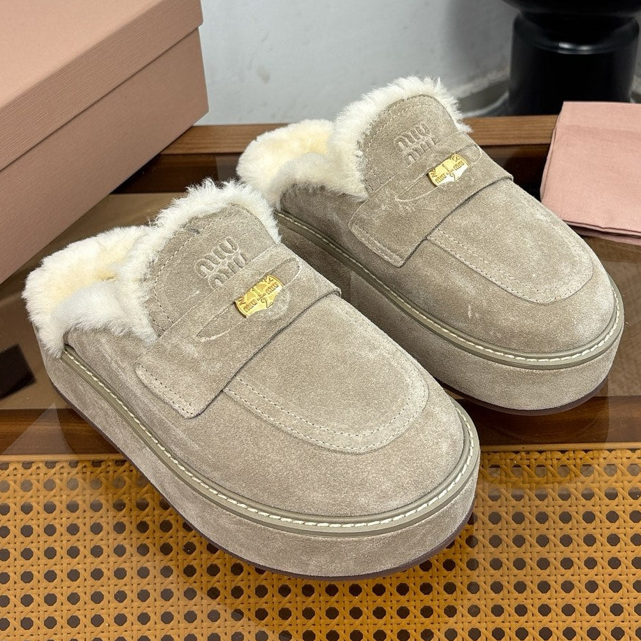 Miu Miu 2026 Platform Penny Mule Suede 991047
