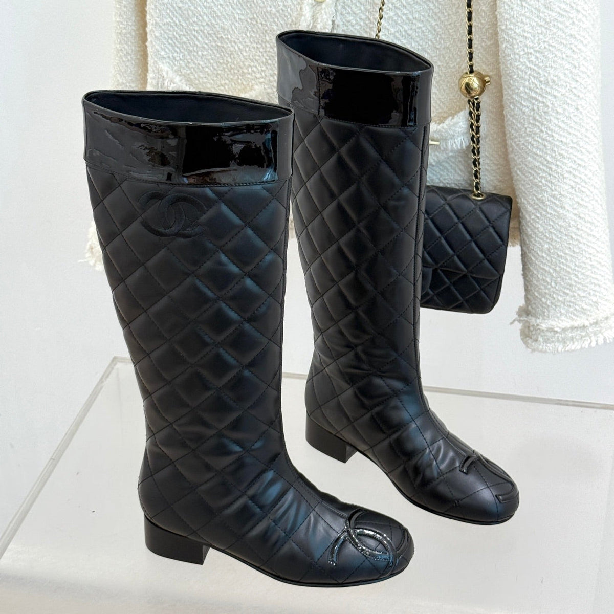 Chanel 2026 Quilted Ligne Cambon Boots Suede Leather 188462