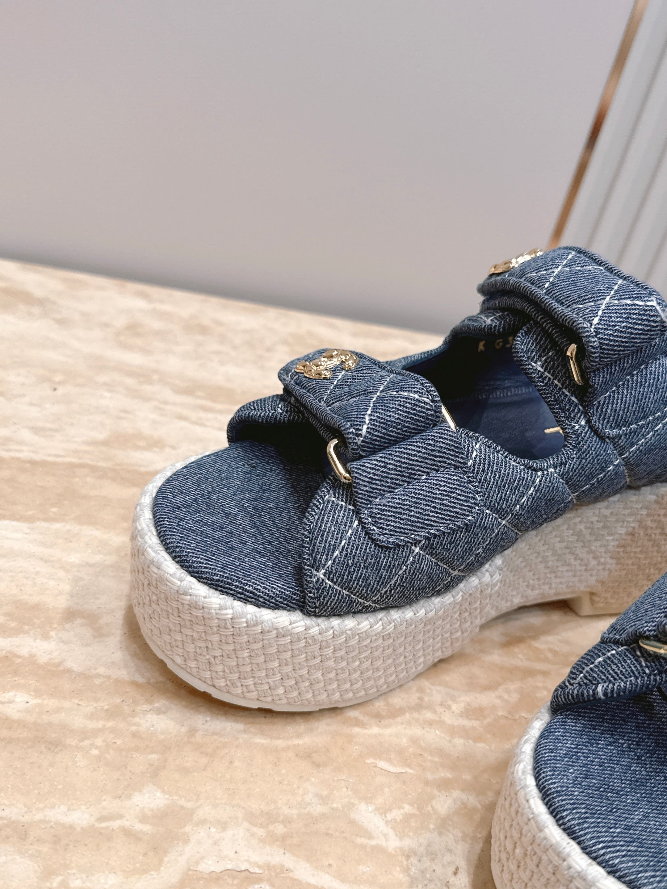 Channel 2026 Denim Platform Sandal 60mm Leather 899048