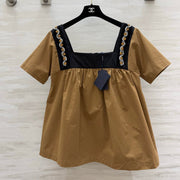 Prada 2026 Babydol Shirt Brown Black Cotton 402215