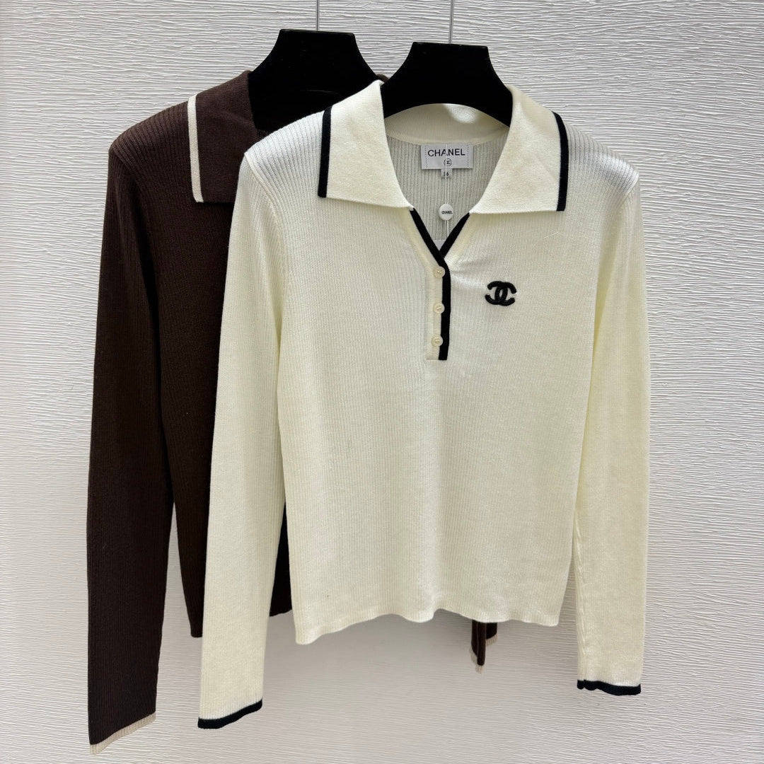 Chanel 2026 Long-sleeved Knitted Polo Shirt Wool 244648
