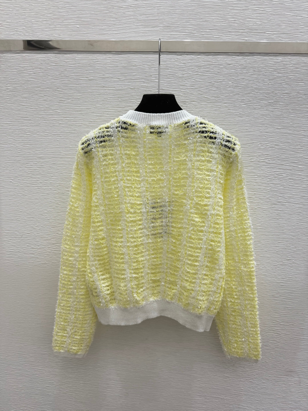Chanel 2026 Hollow-out Round Neck Knitted Long Sleeve Yellow Cotton 244666