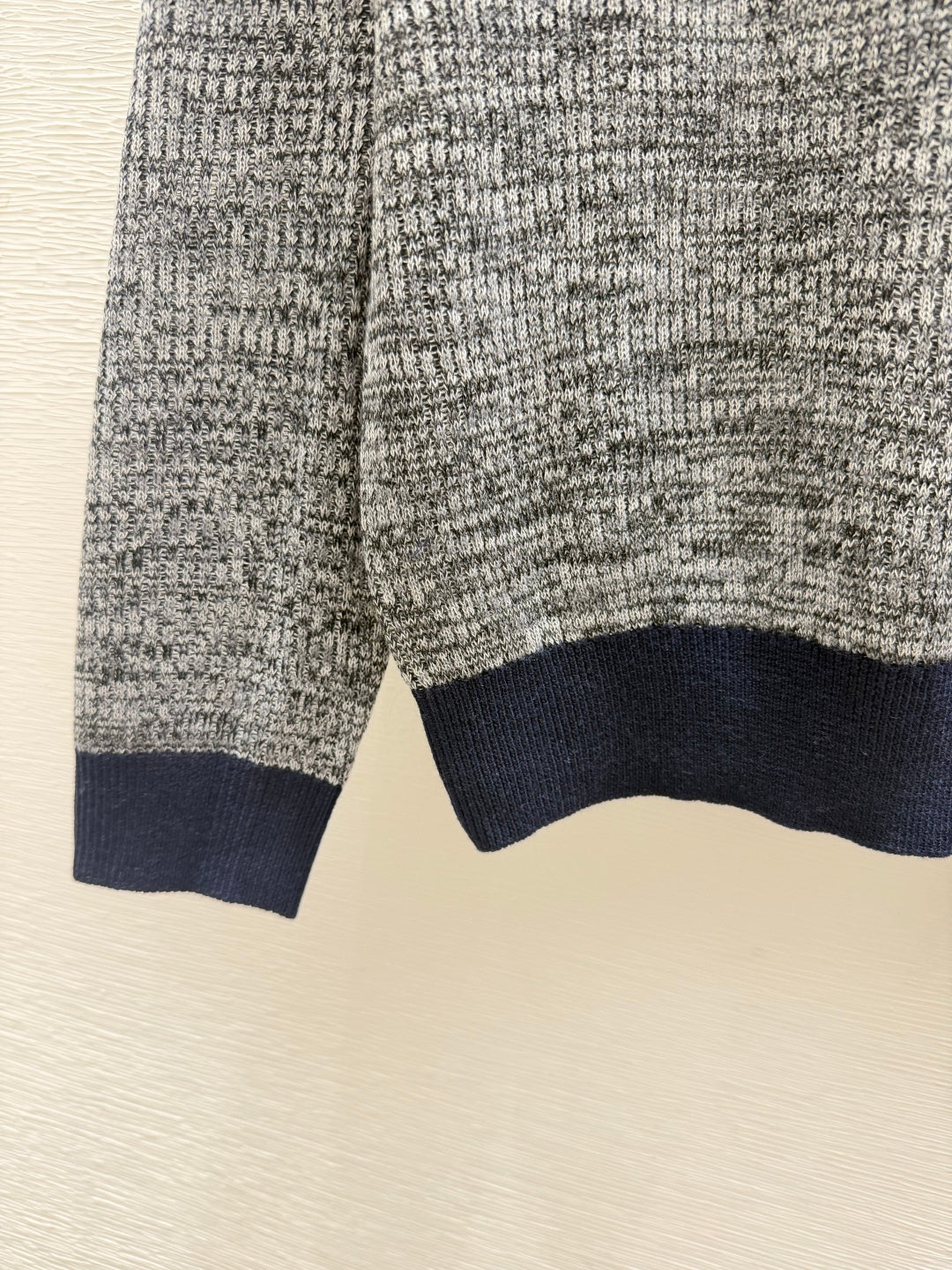 Chanel 2026 Striped Crew Neck Knit Long Sleeve Gray Wool 244670
