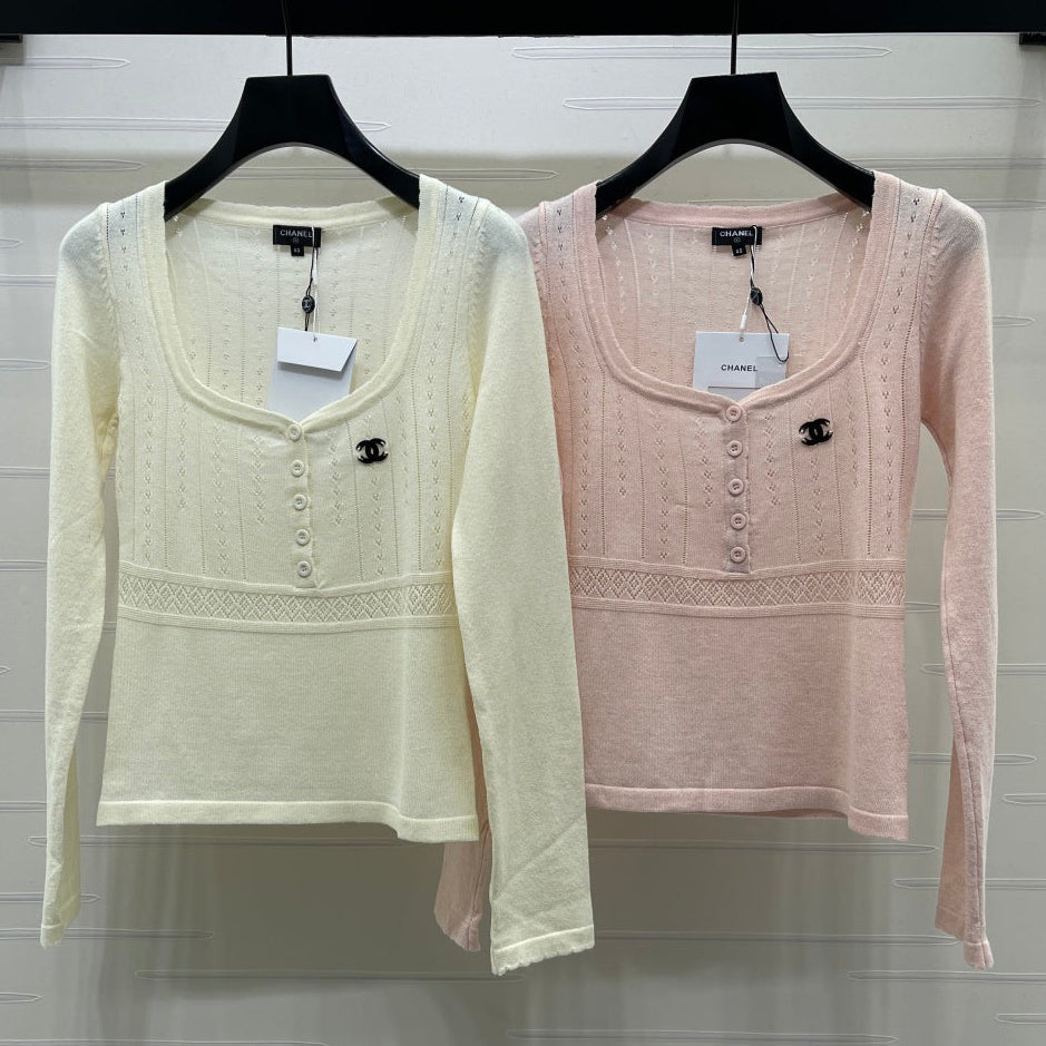 Chanel 2026 Square Knit Long-sleeved Top Wool 292169